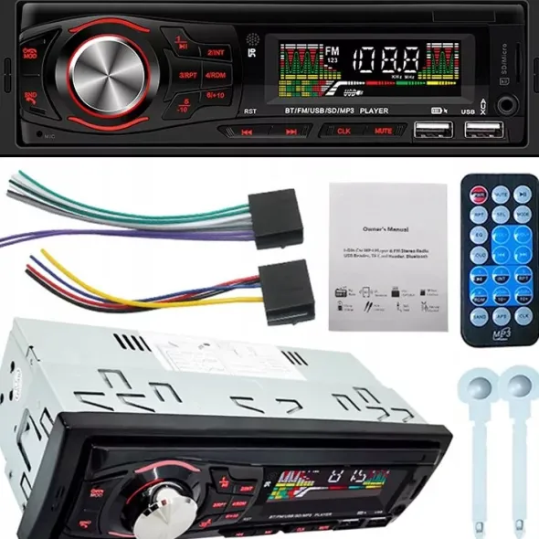 Radio Samochodowe Bluetooth Fm Usb Sd Mp3 Aux 1Din He-6609