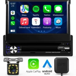 Radio Samochodowe 1din 7” Android Carplay Wifi Rds Wysuwany Ekran 4gb Ram
