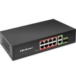 Switch niezarządzalny qoltec przełącznik sieciowy fast ethernet 8x rj45 poe 2x rj45 uplink 1x sfp 120w 1000 mb/s