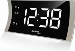 Technoline WT949 nowoczesny radiobudzik LED Curved z temperaturą, nastrojowym światłem i przyłączem USB do ładowania