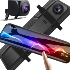 TECHONIC WIDEOREJESTRATOR KAMERA REJESTRATOR JAZDY W02 W LUSTERKU Z KAMERĄ COFANIA 0,2KG