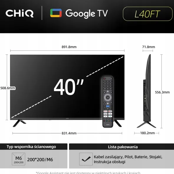 Telewizor CHiQ L40FT TV 40", FHD, smart, Google TV