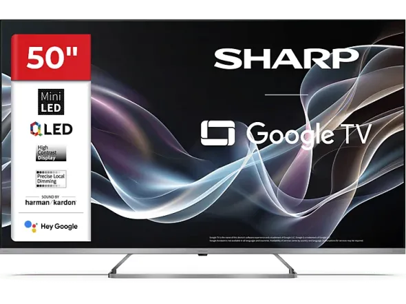 Telewizor SHARP QLED MiniLED 50JP7465E 50" 4K Google TV Dolby Vision Srebrny