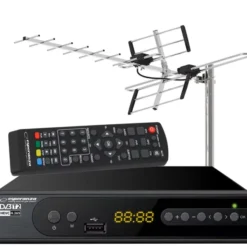 Tuner cyfrowy Esperanza EV106 DVB-T/T2 H.265/HEVC + antena kierunkowa VHF/UHF MUX8 ATD31S