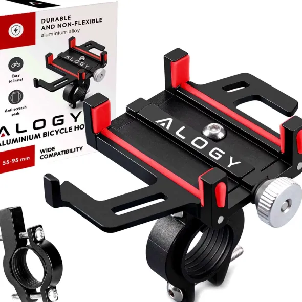 Uchwyt rowerowy na kierownicę Alogy Bike Phone Holder do telefonu 55-95mm na rower motor hulajnogę Czarny