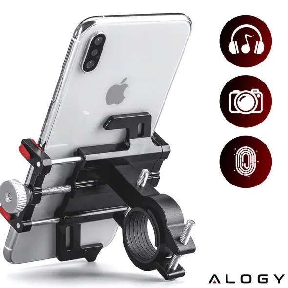 Uchwyt rowerowy na kierownicę Alogy Bike Phone Holder do telefonu 55-95mm na rower motor hulajnogę Czarny