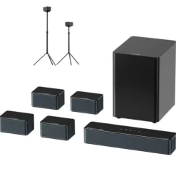 Ultimea Poseidon D80 Boom 7.1 Soundbar + 1 Pairs * Steady 300 Speaker Stands, Dolby Atmos, 500W Peak Power