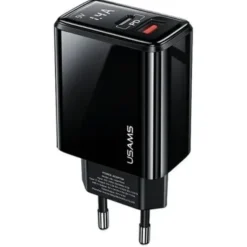 Usams Ładowarka  Ładowarka sieciowa USAMS T40 CC133TC01 US-CC133 1xUSB-C+1xUSB czarny CC133TC01
